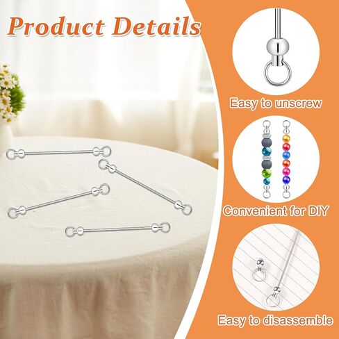 50PCS Beadable Keychain Bars DIY Kit - Silver Blank Metal Keychains with Screw-Top Rod - Durable, Rust-Resistant Keychain Making Supplies for Crafts, Personalized Gifts, Bags, Wallets, Backpacks in Kuwait