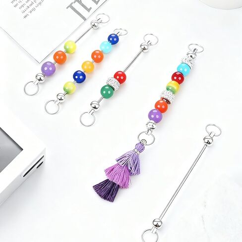 50PCS Beadable Keychain Bars DIY Kit - Silver Blank Metal Keychains with Screw-Top Rod - Durable, Rust-Resistant Keychain Making Supplies for Crafts, Personalized Gifts, Bags, Wallets, Backpacks in Kuwait