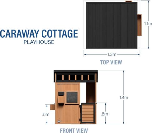 Backyard Discovery Caraway Cottage Cedar Wooden Kids Playhouse with Play Kitchen, Chalkboard, Mailbox, Half Door, Windows, Flower Box, Modern Farmhouse Design for Outdoor Imaginative Play in Saudi Arabia