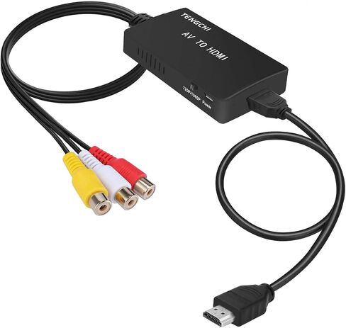 Tengchi RCA to HDMI Converter, AV to HDMI Adapter | Composite to HDMI Support 1080P PAL/NTSC For PS1, PS2, PS3, STB, Xbox, VHS, VCR, DVD Players in Kuwait