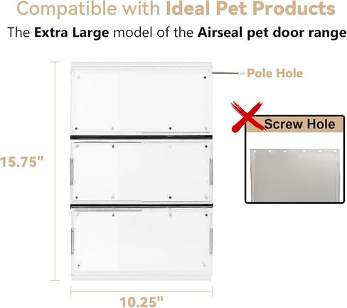 3-Panel Airseal Pet Door Replacement Flap,4 Durable Spare Rubber Strips,Compatible with Ideal Pet Product 10.25"x15.75" Extra Large Pet Door,Easy Installation in Kuwait