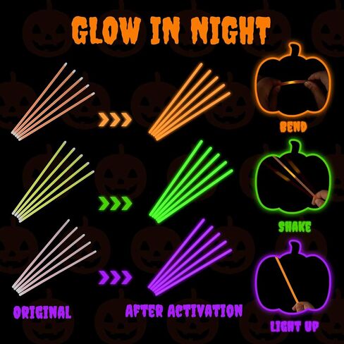 72-300 PCS Halloween Glow Sticks for Kids, Light Up Party Favors Toys Gifts in Saudi Arabia