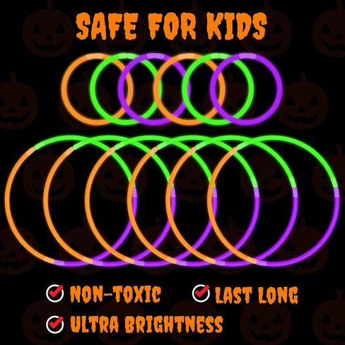 72-300 PCS Halloween Glow Sticks for Kids, Light Up Party Favors Toys Gifts in Saudi Arabia