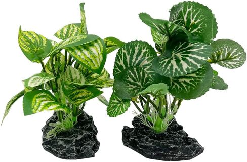 Aquarium Plants Betta Fish Tank Decorations 4inch/2pcs Soft Silk Artificial Plant Goldfish Waterscape Fish Hides Snake Tank/Reptiles Plants(A-2pcs Set/Green) in Saudi Arabia