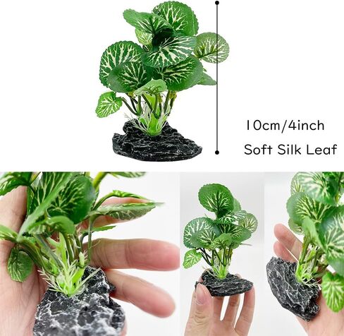 Aquarium Plants Betta Fish Tank Decorations 4inch/2pcs Soft Silk Artificial Plant Goldfish Waterscape Fish Hides Snake Tank/Reptiles Plants(A-2pcs Set/Green) in Saudi Arabia