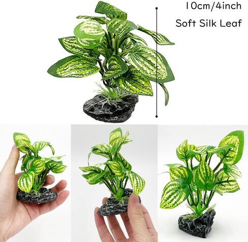 Aquarium Plants Betta Fish Tank Decorations 4inch/2pcs Soft Silk Artificial Plant Goldfish Waterscape Fish Hides Snake Tank/Reptiles Plants(A-2pcs Set/Green) in Saudi Arabia
