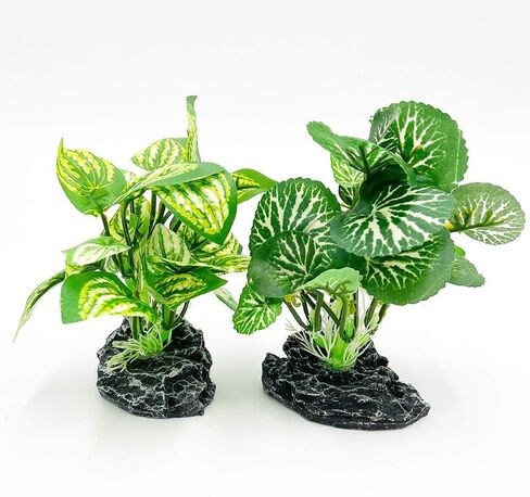 Aquarium Plants Betta Fish Tank Decorations 4inch/2pcs Soft Silk Artificial Plant Goldfish Waterscape Fish Hides Snake Tank/Reptiles Plants(A-2pcs Set/Green) in Saudi Arabia
