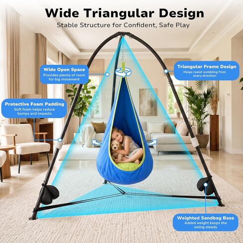 Trekassy 2-in-1 Sensory Swing Set with Stand, Pod & Saucer Swing in Kuwait