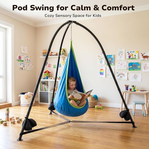 Trekassy 2-in-1 Sensory Swing Set with Stand, Pod & Saucer Swing in Kuwait