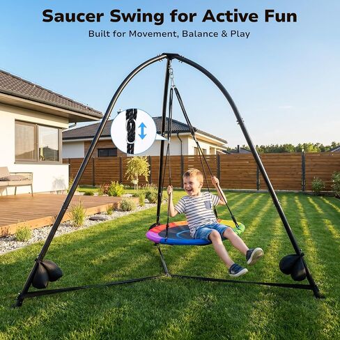 Trekassy 2-in-1 Sensory Swing Set with Stand, Pod & Saucer Swing in Kuwait