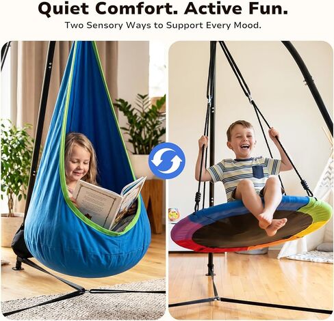 Trekassy 2-in-1 Sensory Swing Set with Stand, Pod & Saucer Swing in Kuwait