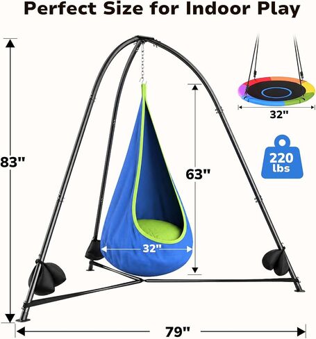Trekassy 2-in-1 Sensory Swing Set with Stand, Pod & Saucer Swing in Kuwait