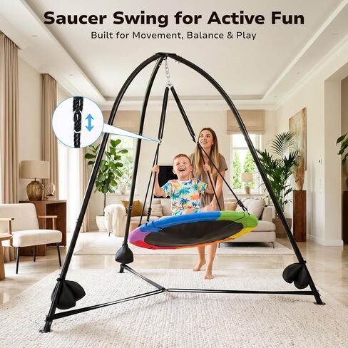 Trekassy 2-in-1 Sensory Swing Set with Stand, Pod & Saucer Swing in Kuwait
