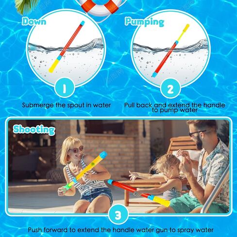 Water Gun for Kids, 18Pcs Super Water Blaster, Long Range Squirt Guns for Pool Beach Summer Outdoor Party, Easy Pump Action Water Toys for Boys Girls Adults in Kuwait