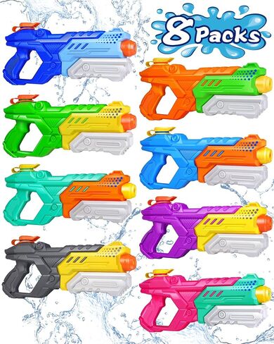 Quanquer 8 Pack 600cc Water Guns for Kids & Adults, Large Capacity Pump Action Super Squirt Blasters Soaker with Long Range up to 32 FT, Summer Outdoor Pool Beach Water Toys for Boys Girls in Kuwait