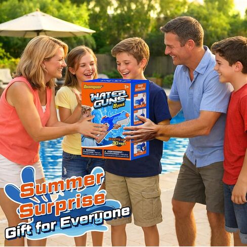 Quanquer 8 Pack 600cc Water Guns for Kids & Adults, Large Capacity Pump Action Super Squirt Blasters Soaker with Long Range up to 32 FT, Summer Outdoor Pool Beach Water Toys for Boys Girls in Kuwait