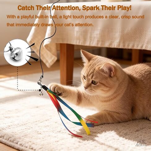 LASOCUHOO Cat Wand Toys Refills, Cat Wand Replacement, Assorted Teaser Refills with Bell for Most Cats, Kittens in Kuwait