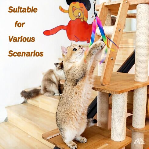 LASOCUHOO Cat Wand Toys Refills, Cat Wand Replacement, Assorted Teaser Refills with Bell for Most Cats, Kittens in Kuwait