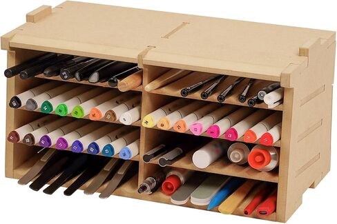 Wooden Model Kit Organizer Rack with MDF Material, Paint Rack, Screwdriver/Brush Holder, For Tamiya Paints and Tools, GK1 in Kuwait