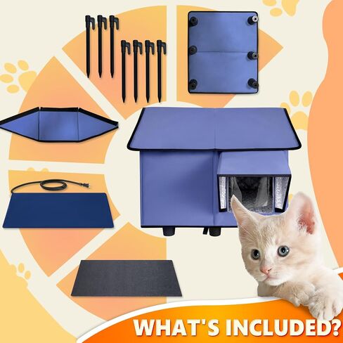 Outdoor Heated Cat House - Kokopro Indestructible Heated Cat House for Outside Winter, 100% Waterproof, Safe Escape Door, Insulated Outdoor Cat Shelter with Heater for Feral Barn Cat Kitty in Kuwait