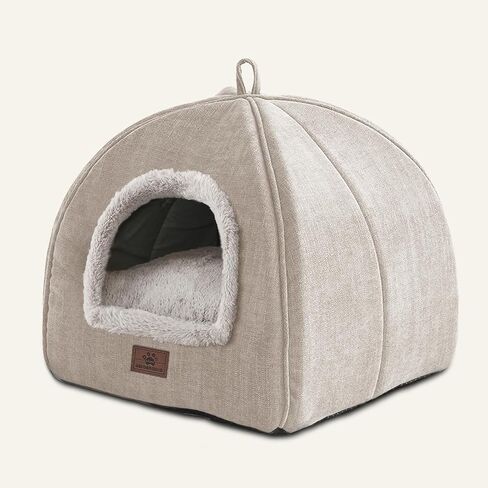 Cat Bed Cave-Cat Beds for Indoor Cats,Kittens and Small Pets,Soft and Warm Cats House Tent Bed,Foldable and Washable with Removable Cushioned and Anti Slip Bottom,Grey 15inches in Saudi Arabia