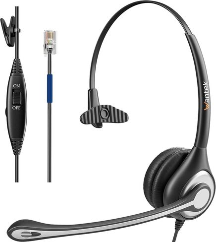 سماعة هاتف Wantek RJ9 أحادية مع ميكروفون لإلغاء الضوضاء، قطع اتصال سريع، فقط لمكبرات الصوت Plantronics M12 M22 MX10 أو Cisco 7940 7942G 7945G 7960G 7975G 7821 7861 8841 8851 هواتف IP (600QC1) in Kuwait