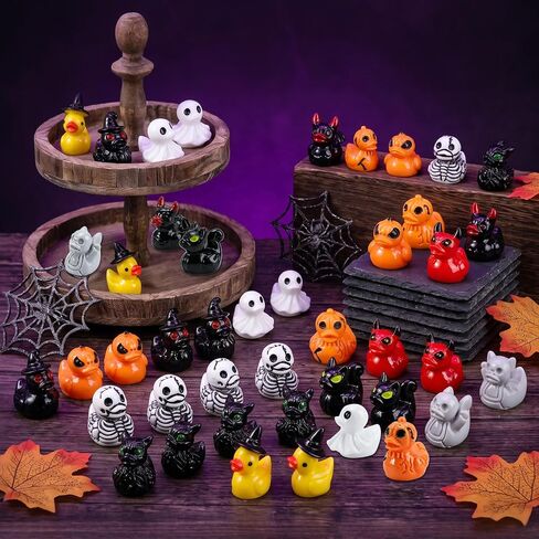 36 Pcs Halloween Mini Resin Ducks, Tiny Animals Figures to Hide and Seek in Kuwait