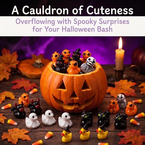 36 Pcs Halloween Mini Resin Ducks, Tiny Animals Figures to Hide and Seek in Kuwait