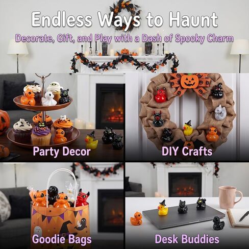 36 Pcs Halloween Mini Resin Ducks, Tiny Animals Figures to Hide and Seek in Kuwait