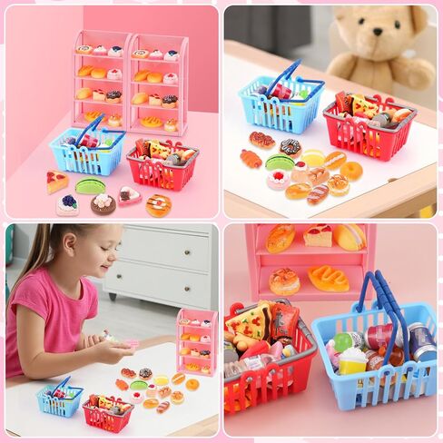 50Pcs Miniature Food Drinks Bottle Soda Pop Cans, Pretend Play Mini Kitchen Game Party Accessories Toys Hamburg Cake Ice Cream for 1/12 Doll House in Kuwait