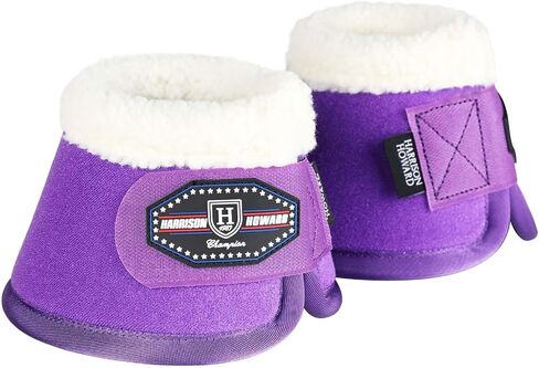 Harrison Howard Fleece Trim Bell Boots for Horse - Black in Kuwait