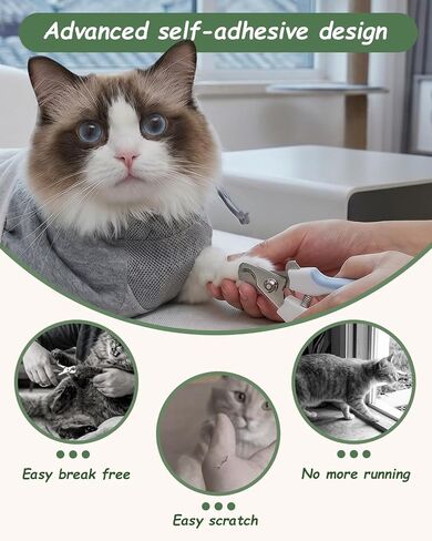 Cat Nail Caps Wrap Holder for Cutting Nails Grooming Bag Swaddle Restraint Clipping Immobilizer Sling Trimming Covers Burrito Sedative Table Hammock Harness Muzzle Bath Clippers Indoor in Kuwait