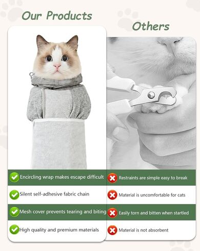 Cat Nail Caps Wrap Holder for Cutting Nails Grooming Bag Swaddle Restraint Clipping Immobilizer Sling Trimming Covers Burrito Sedative Table Hammock Harness Muzzle Bath Clippers Indoor in Kuwait