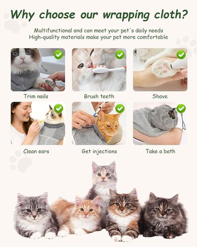 Cat Nail Caps Wrap Holder for Cutting Nails Grooming Bag Swaddle Restraint Clipping Immobilizer Sling Trimming Covers Burrito Sedative Table Hammock Harness Muzzle Bath Clippers Indoor in Kuwait