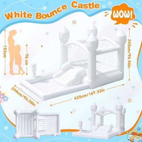 FBSPORT White Bounce House for Kids Ages 3-12 with Slide Boxing Area 14FT in Saudi Arabia