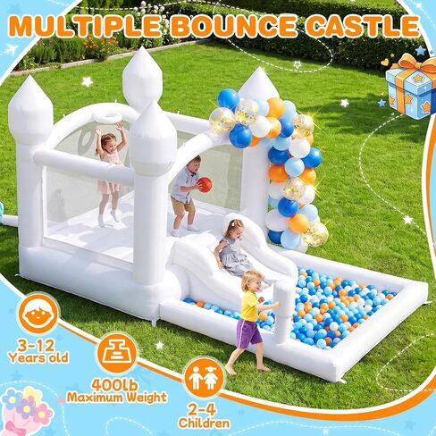 FBSPORT White Bounce House for Kids Ages 3-12 with Slide Boxing Area 14FT in Saudi Arabia
