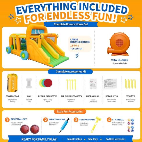 AirMyFun 11-in-1 Extra Large Bounce House for Kids 3-8 with Double Slides in Saudi Arabia