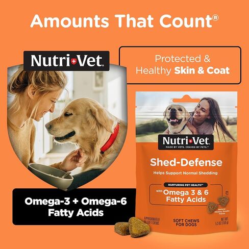 Nutri-Vet Shed Defense Soft Chews for Dogs - Supports Normal Shedding and Healthy Coat - 60 Soft Chews in Kuwait