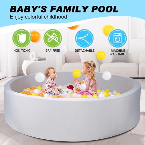 Foam Ball Pit for Toddlers Kids Children, CALEPTONG 47.2"x 13.8" Super Large Ball Pits for Babies with Soft Memory Sponge, Indoor Outdoor Baby Playpen, Kids Play Ball Pool, Balls NOT Included in Kuwait