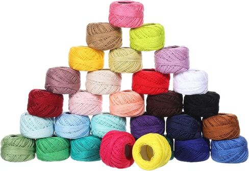 30 Balls Pearl Cotton Thread Size 8, Crochet Thread Cotton Yarn Threads Soft Long Staple Mercerized Cotton-Yarn for Crochet Stitch Needlepoint Hand Embroidery DIY Crafts(Rainbow Color) in Kuwait