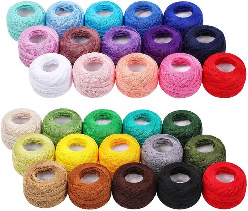30 Balls Pearl Cotton Thread Size 8, Crochet Thread Cotton Yarn Threads Soft Long Staple Mercerized Cotton-Yarn for Crochet Stitch Needlepoint Hand Embroidery DIY Crafts(Rainbow Color) in Kuwait