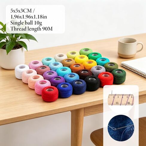 30 Balls Pearl Cotton Thread Size 8, Crochet Thread Cotton Yarn Threads Soft Long Staple Mercerized Cotton-Yarn for Crochet Stitch Needlepoint Hand Embroidery DIY Crafts(Rainbow Color) in Kuwait