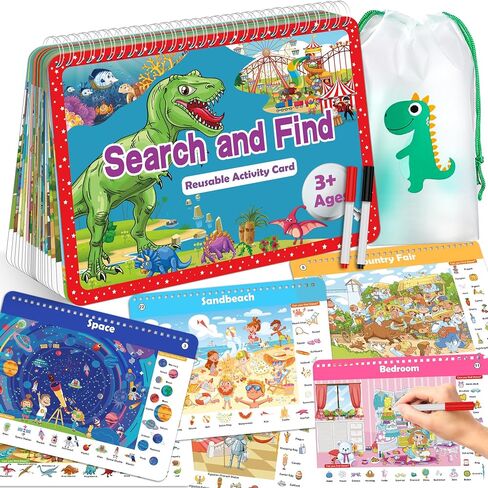 Elfew Search and Find Reusable Activity Book for Kids 3-5 4-8, Travel Games in Kuwait