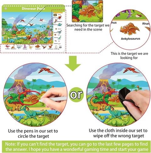 Elfew Search and Find Reusable Activity Book for Kids 3-5 4-8, Travel Games in Kuwait