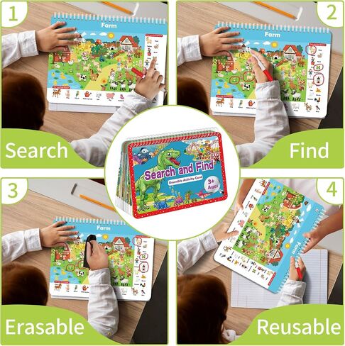 Elfew Search and Find Reusable Activity Book for Kids 3-5 4-8, Travel Games in Kuwait