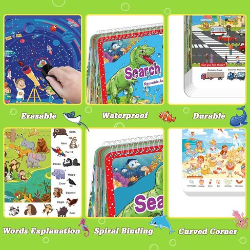 Elfew Search and Find Reusable Activity Book for Kids 3-5 4-8, Travel Games in Kuwait