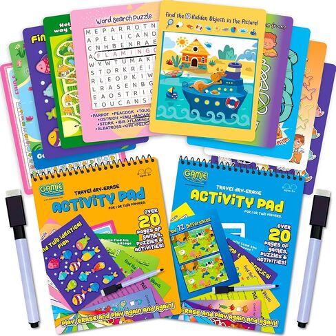 Travel Reusable Activity Books- 2 Pack - Travel Games for Kids, Roads Trip Car Games & Activities Must Haves Essentials, Airplane Activities for Kids, Includes 20+ Learning Games in Each Book in Saudi Arabia