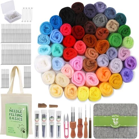 IMZAY Needles Felting Tools, 8"x10" Felting Pad, Large Needle Felting Mat, 50 Colors Needle Felting Wool, 5g/Pack Wool Roving Yarn for DIY Craft in Kuwait