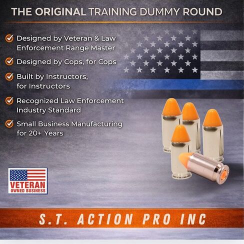 S.T. Action Pro .380 Cal Dummy Rounds – Orange Safety Trainer Dummy Rounds, Reusable Dry Fire Training Ammunition for Gun Owners - Veteran-Owned, Assembled in the USA in Saudi Arabia