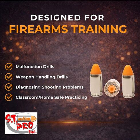 S.T. Action Pro .380 Cal Dummy Rounds – Orange Safety Trainer Dummy Rounds, Reusable Dry Fire Training Ammunition for Gun Owners - Veteran-Owned, Assembled in the USA in Saudi Arabia